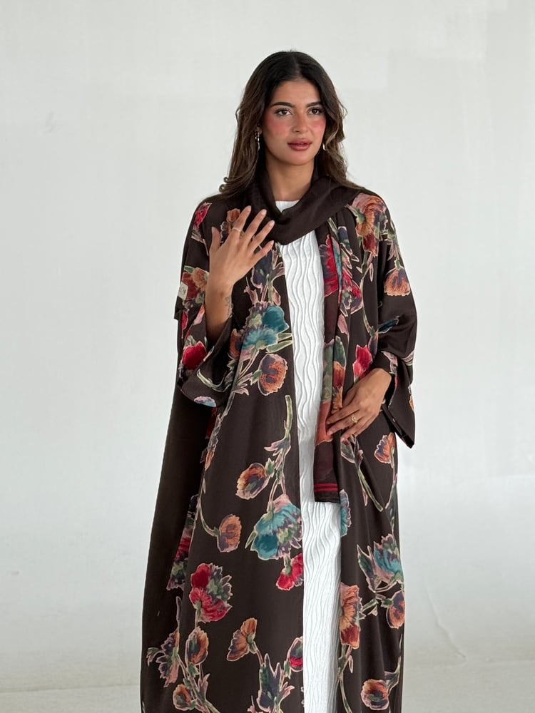 Rose silk abaya, brown 1
