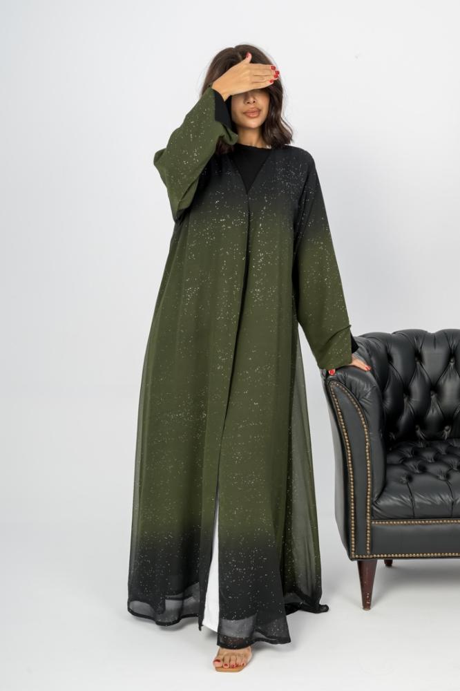 Green abaya with a sheen