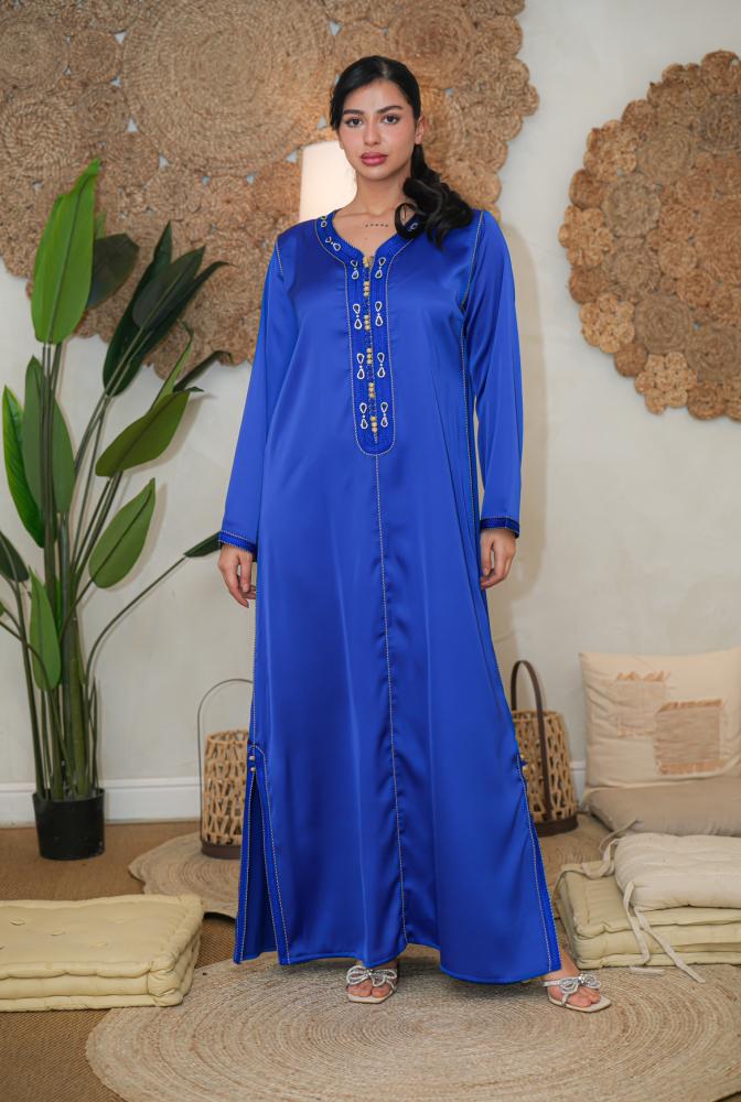 Blue Moroccan caftan with crystals