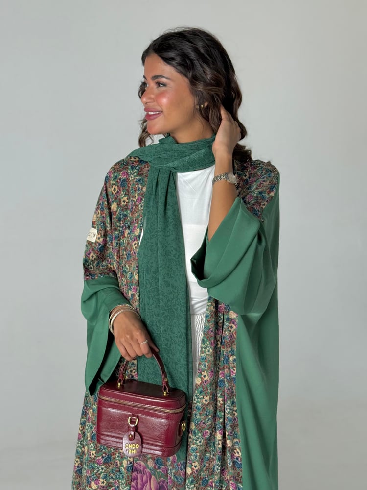 Green silk abaya 5