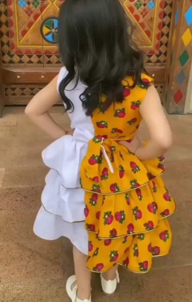 فساتين بناتي شالكي لون برتقالي