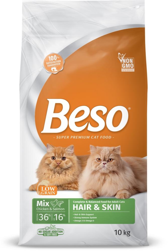 طعام قطط للعناية بالجلد والشعر بيسو  Hair Skin Chicken Salmon Beso