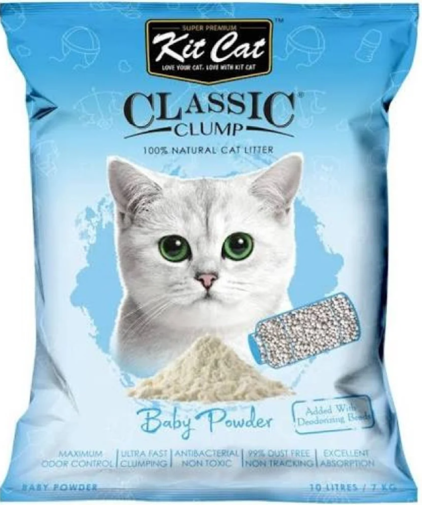 كت كات رمل كلاسيك للقطط برائحة بودرة الاطفال Kit Cat Classic Clump Bab