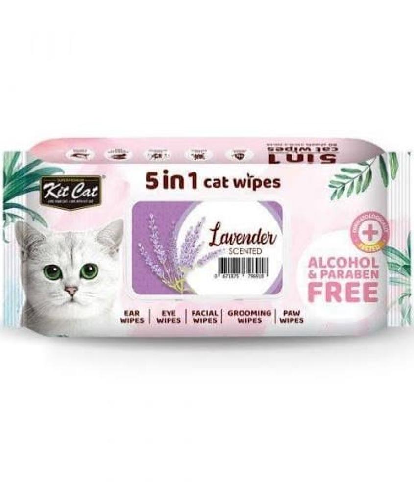 كت كات مناديل معطرة 5في1برائحة اللافندر 80 منديل KitCat 5 In 1 Cat Wip