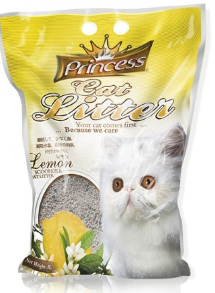 رمل القطط برينسس عالي التكتل برائحة الليمون Princess Clumping Cat Litter 5L