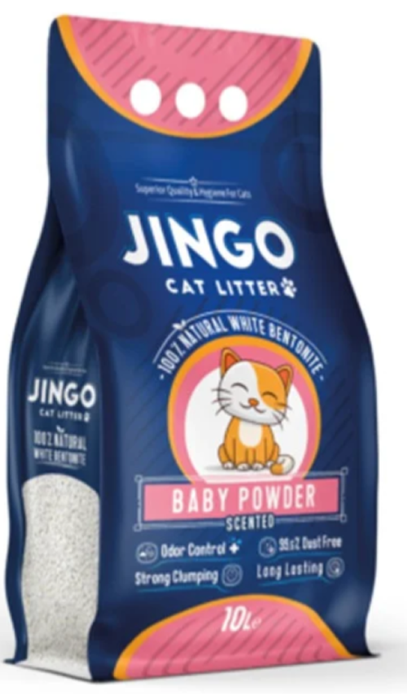 رمل جينغو كات برائحة البيبي بودر رمل قطط تركي Jingo Cat Litter Natural Baby Powder Scented