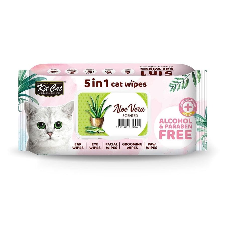 كت كات مناديل معطرة 5في1برائحة نبتة الصبار 80منديل  KitCat 5 In 1 Cat