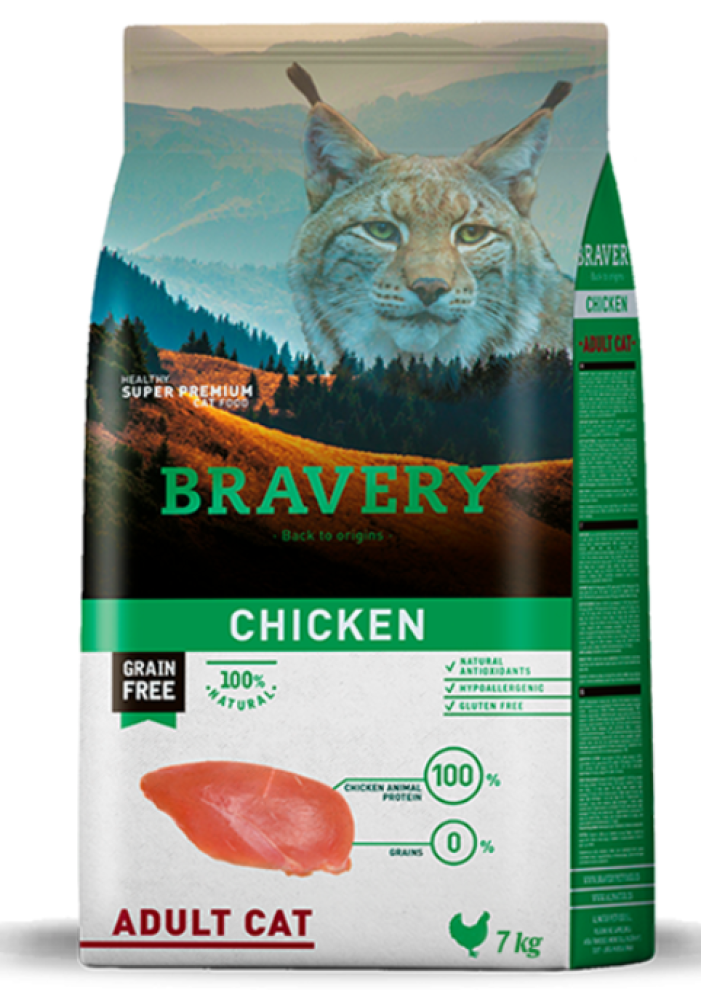 بريفري طعام جاف للقطط البالغة دجاج BRAVERY CHICKEN ADULT CAT