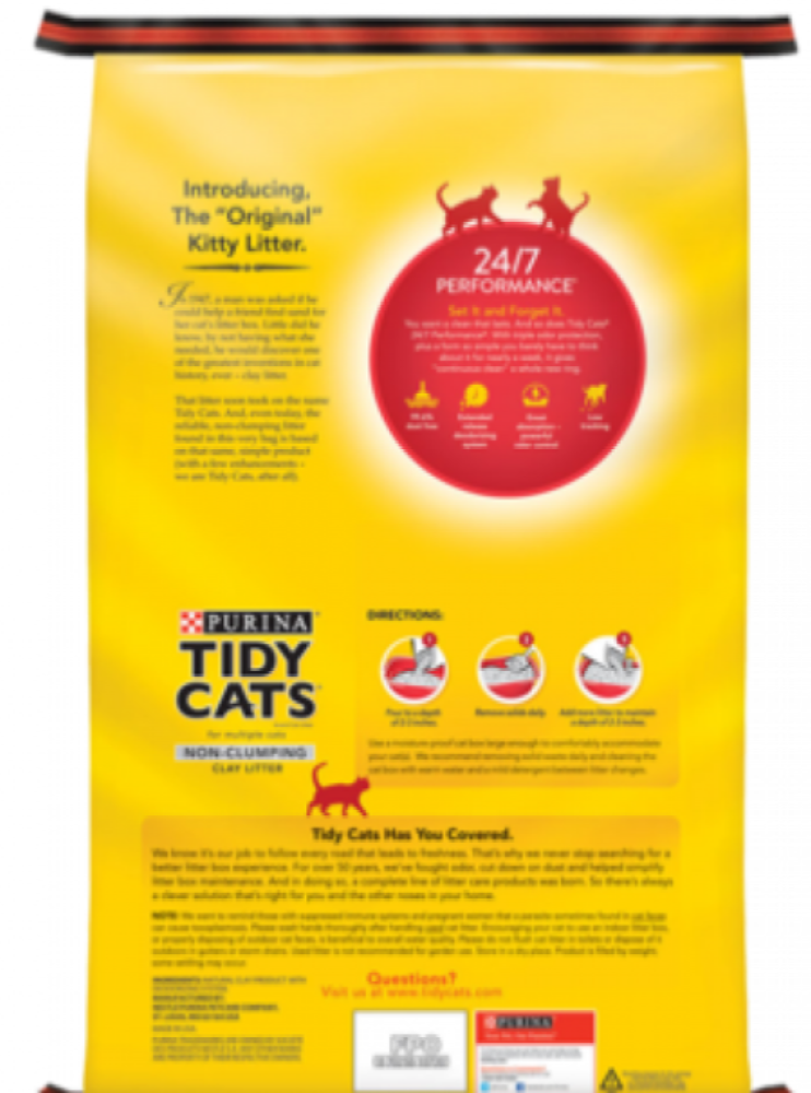 بيورينا تيدي كات رمل لجميع أنواع القطط غير متكتل Tidy Cats 24/7 Performance Non-Clumping Cat Litter