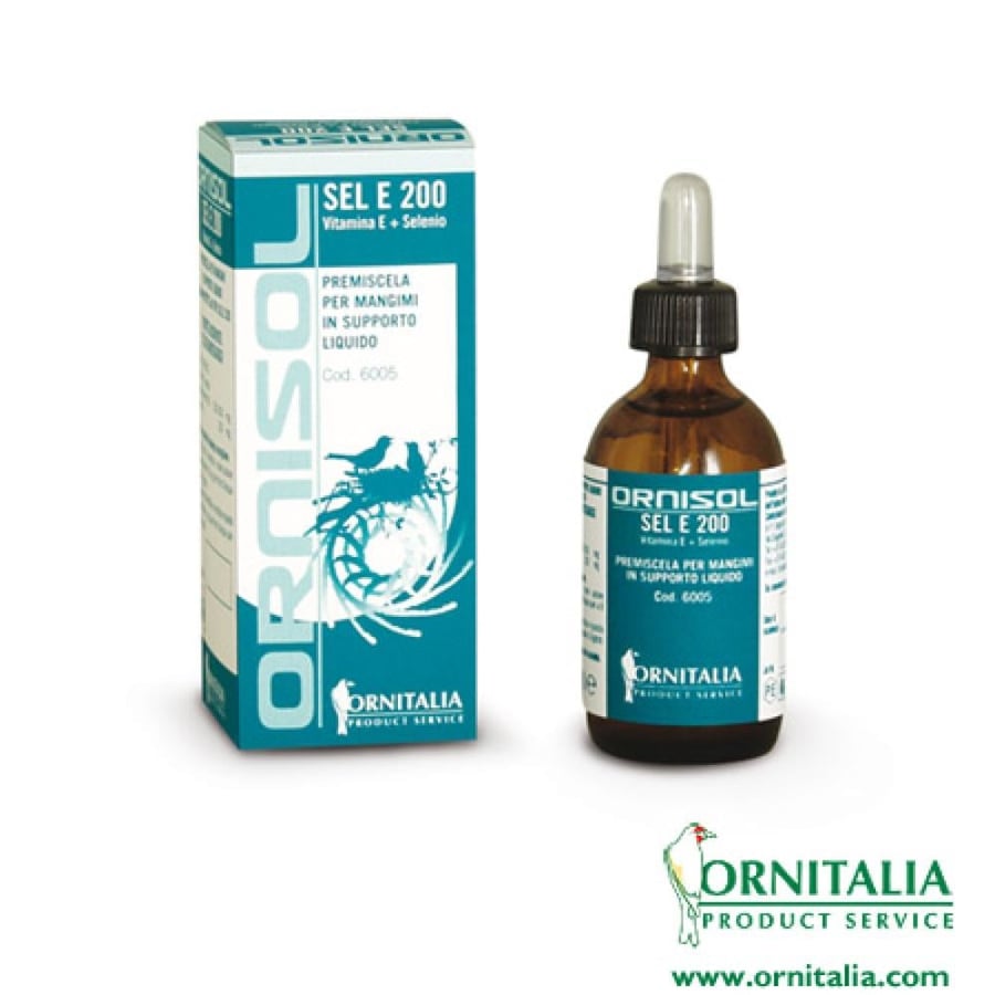 ORNISOL SEL E200 bottle فيتامين الخصوبة ومضاد أكسدة للببغاوات والطيور