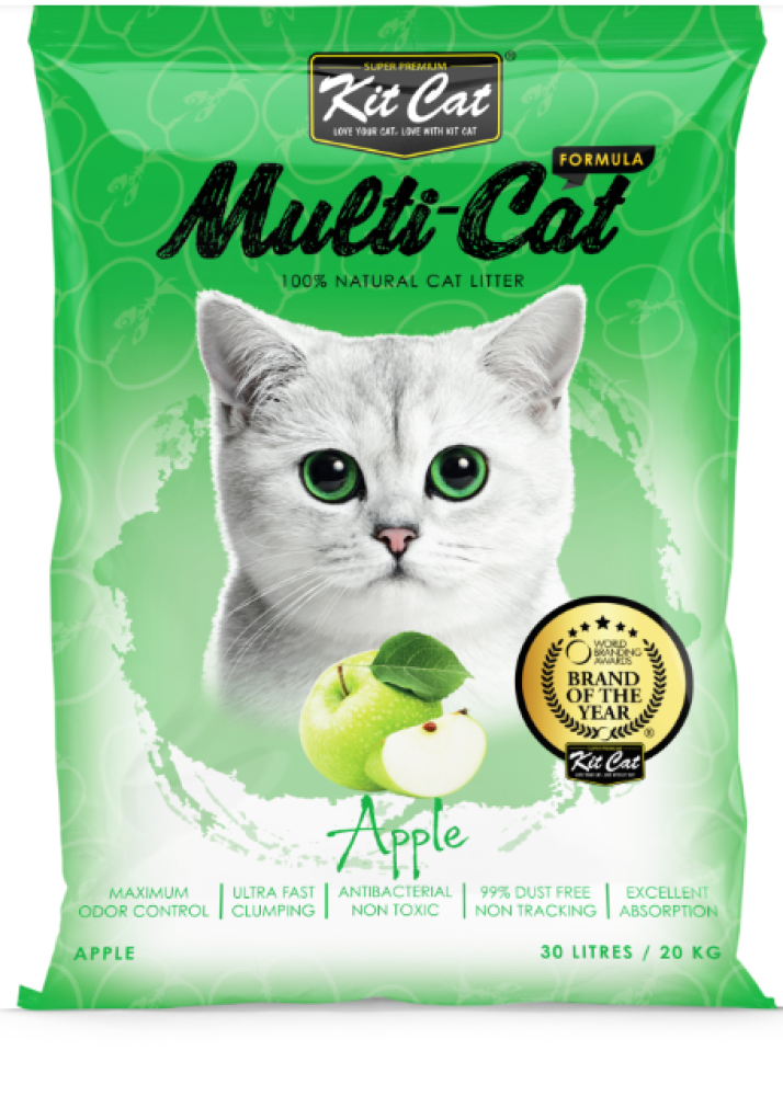 كت كات رمل لجميع انواع القطط برائحة التفاح Kit Cat MultiCat Apple - Cat Litter
