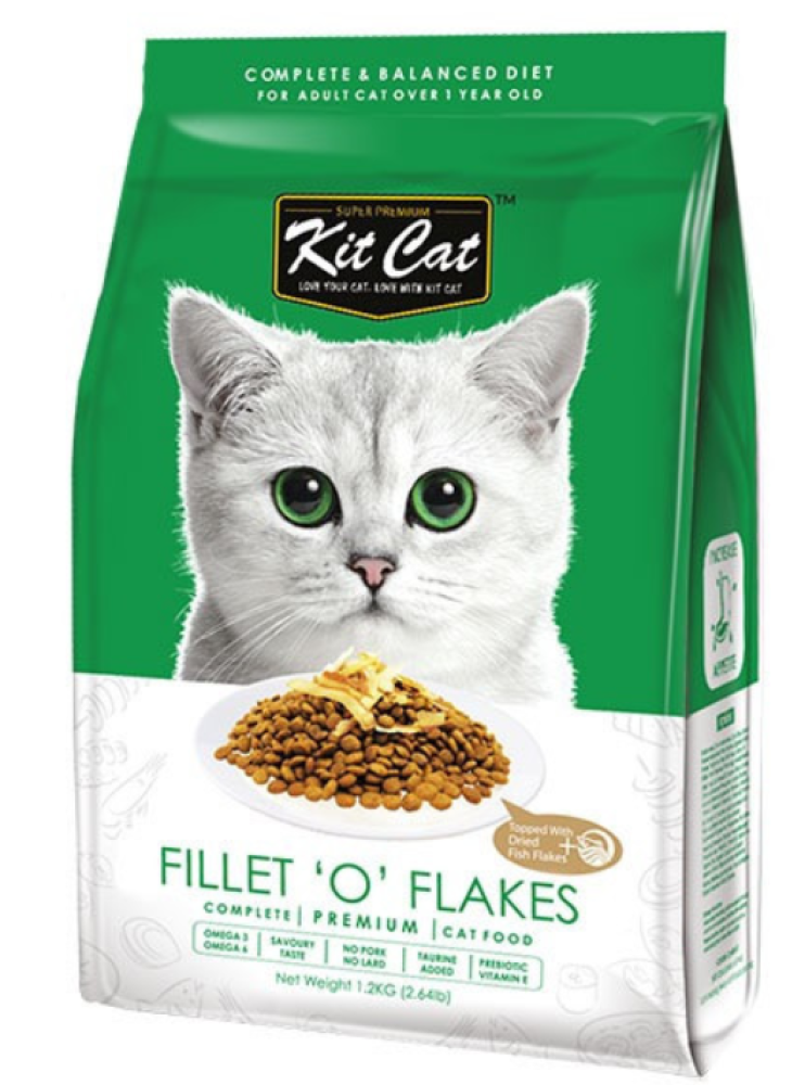 كت كات فيليه الدجاج أو فليكس (فاتح للشهية) طعام جاف للقطط Kit Cat Fillet ‘O’ Flakes (Ideal For Picky Eaters) Dry Cat Food