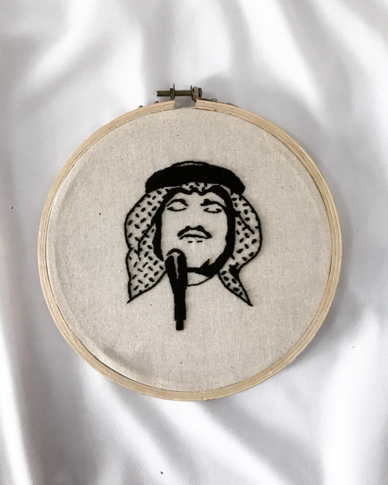 لوحة مطرزه ستايل بوب ارت -محمد عبده