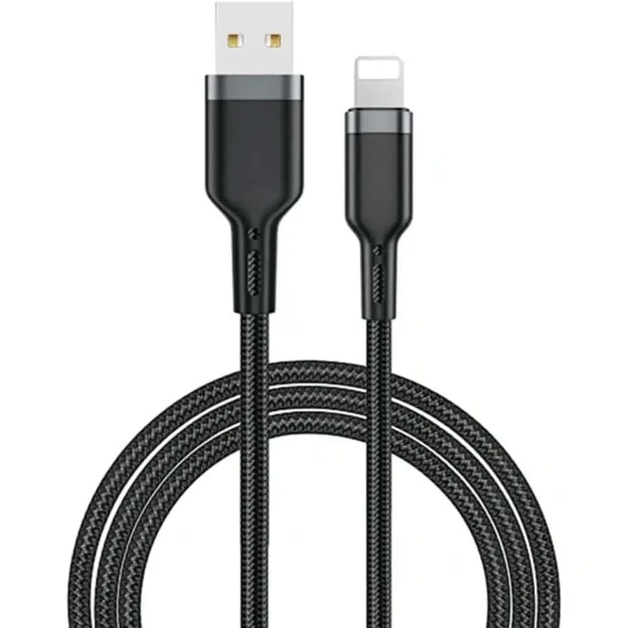 سلك شحن USB أيفون 2 متر قماش أسود JEEBEL - B310