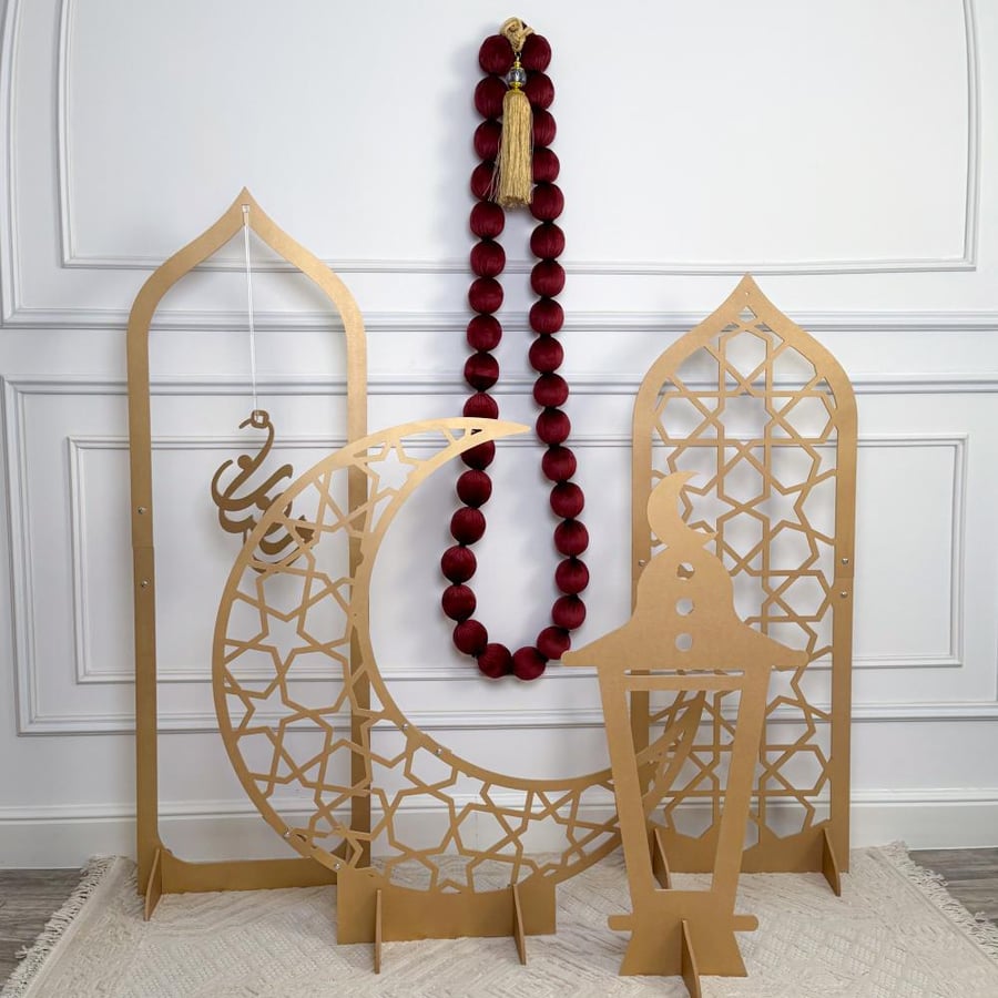 مجموعة ديكورات رمضان 4 قطع + ديكور السبحة