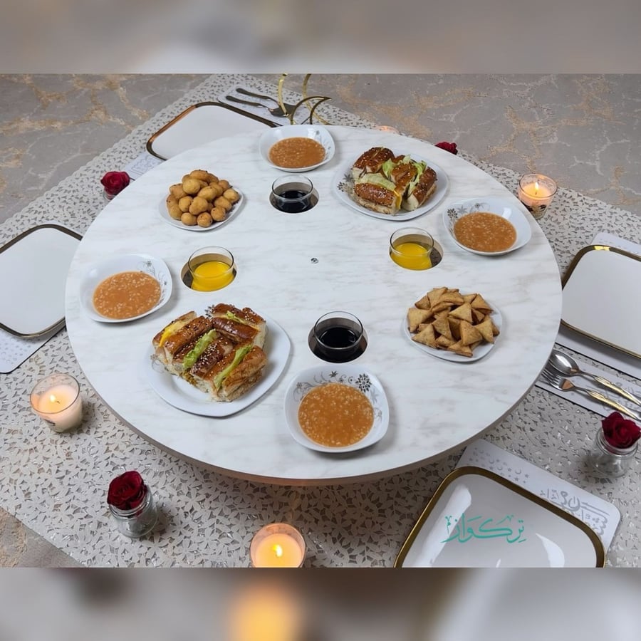 طاولة رمضان الأرضية حجم كبير | رخامي ابيض