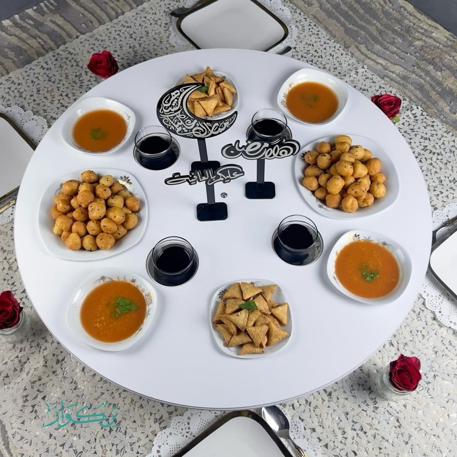 طاولة رمضان الأرضية حجم كبير | أبيض