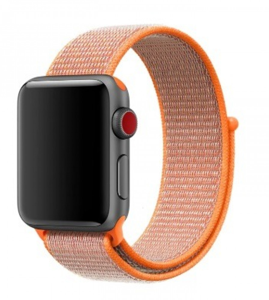 سوار برتقالي قماش ساعة ابل Orange nylon strap