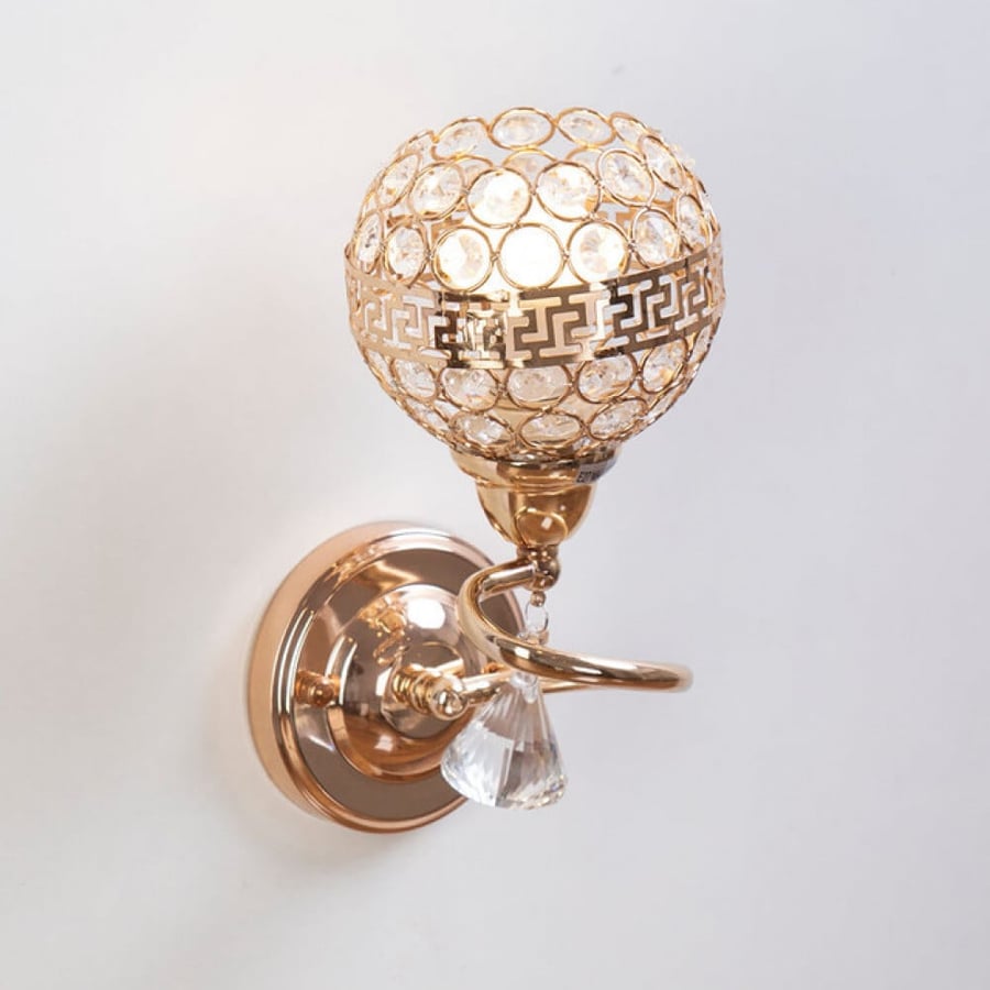 Single Classic Gold Wall Light with Crystal Circles