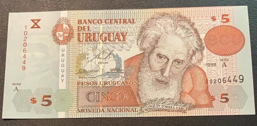 5 بيزو الارجواي اصدار 1998 م انسر