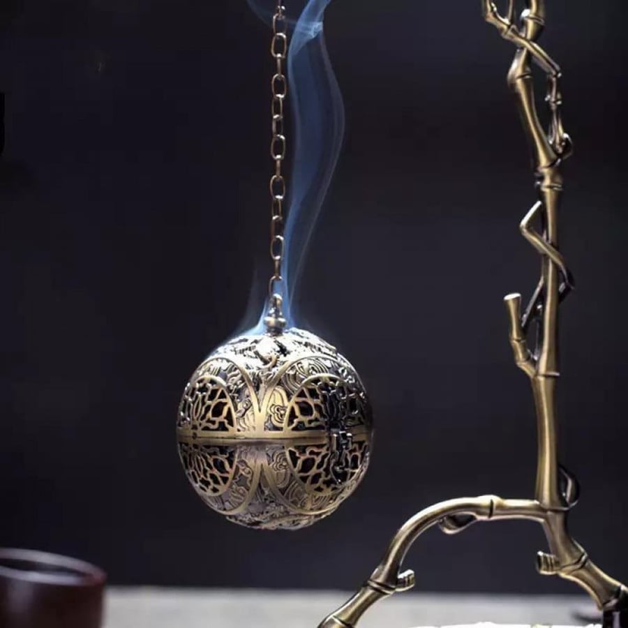 مبخرة نحاسية فاخرة ذهبي