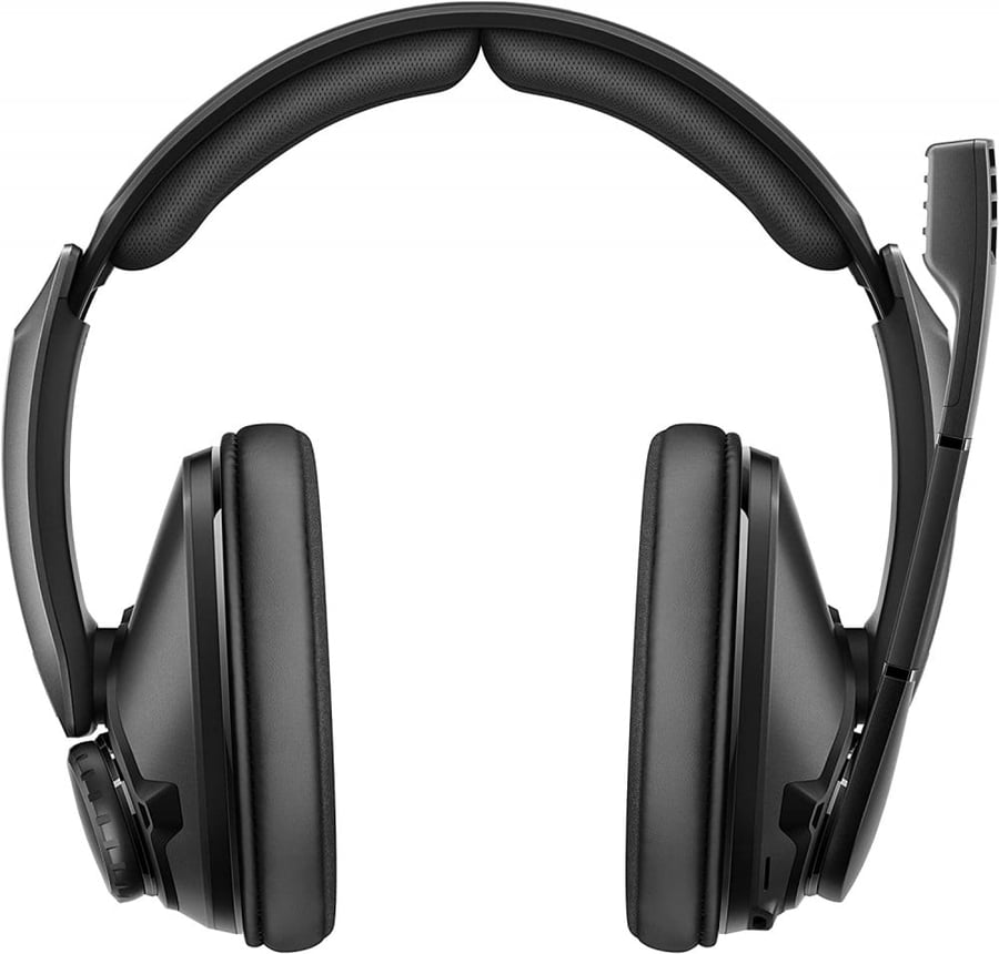 سماعة راس بلوتوث - Sennheiser GSP 370 Over-Ear Wireless Gaming Headset, Low-Latency Bluetooth,Noise-Cancelling Mic, Flip-to-Mute, Audio Presets - PC, Mac, Windows, and PS4 Compatible - Black