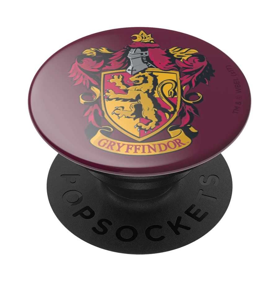Black phone grip holder with Gryffindor pattern
