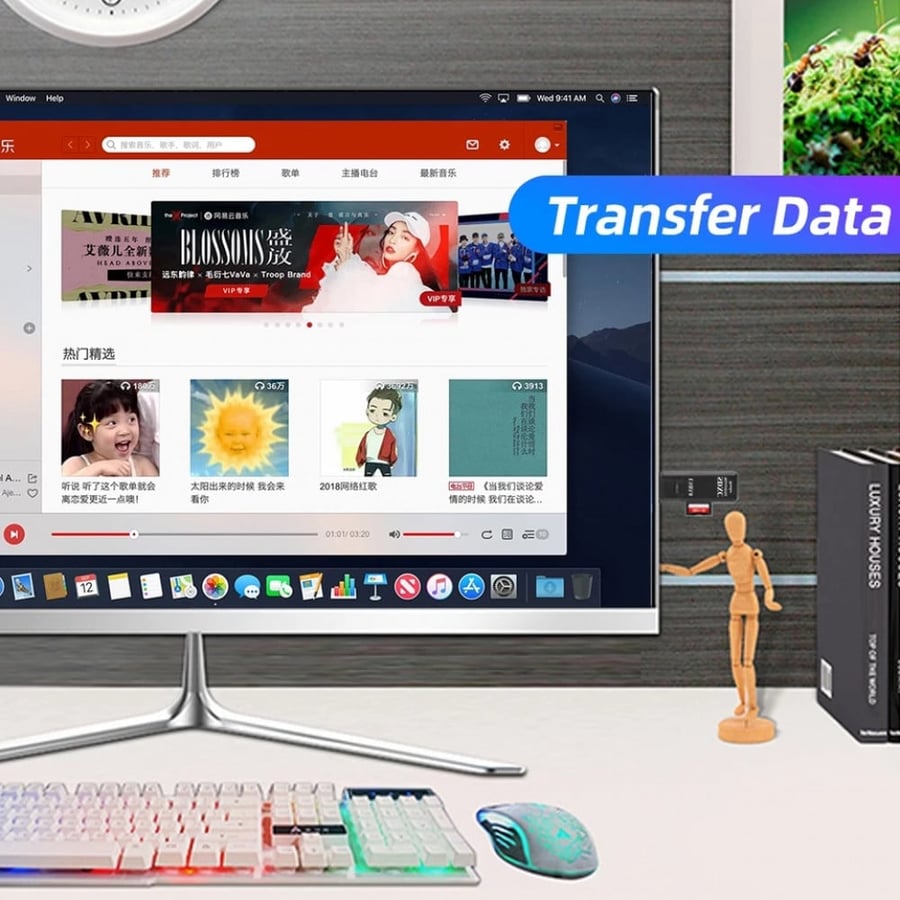 قارئ ذاكرة سريع ابيض/اسود ANKENDO | Memory Card Reader 2 IN 1 USB 3.0 Micro SD TF Card