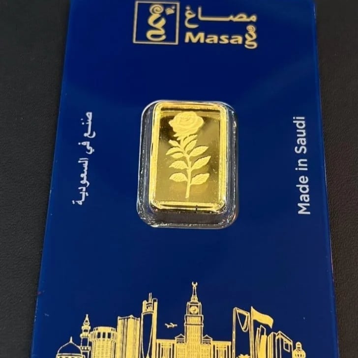 سبيكة ذهب عيار 24 وردة مصاغ بوزن 5 غرام