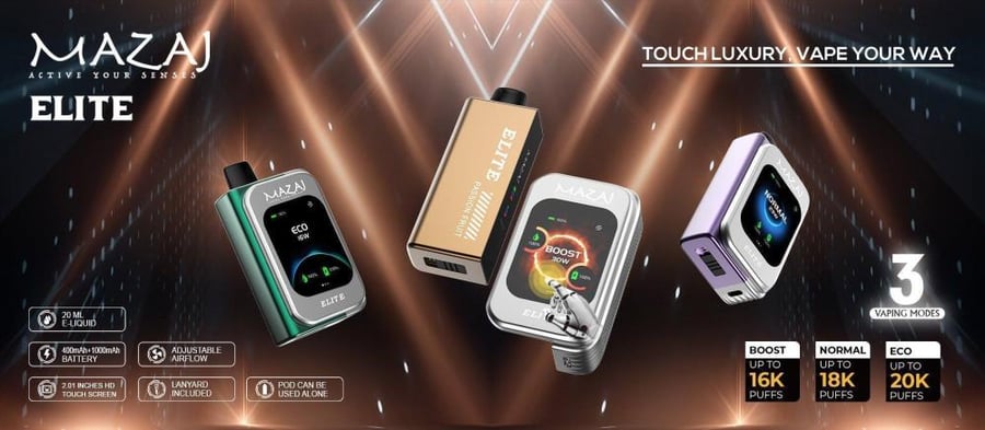 بود مزاج ايليت جاهز نكهة توت ازرق ايس 20000 موشة - MAZAJ ELITE POD BLU