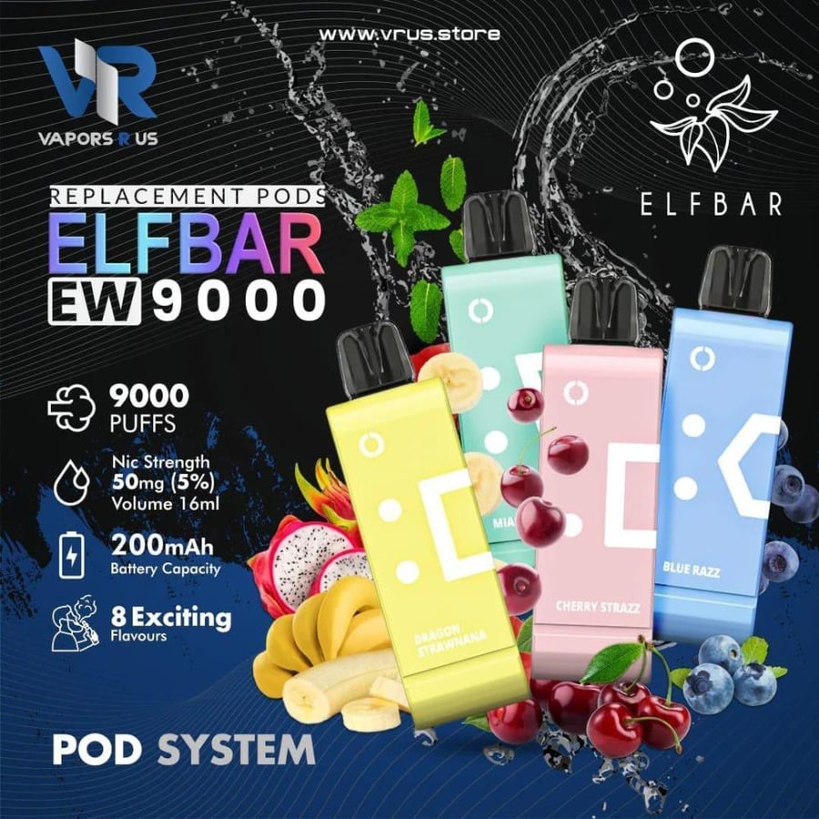 بود جاهز من الف بار 9000 سحبة خوخ ايس ELFBAR EW9000 PUFFS PEACH ICE