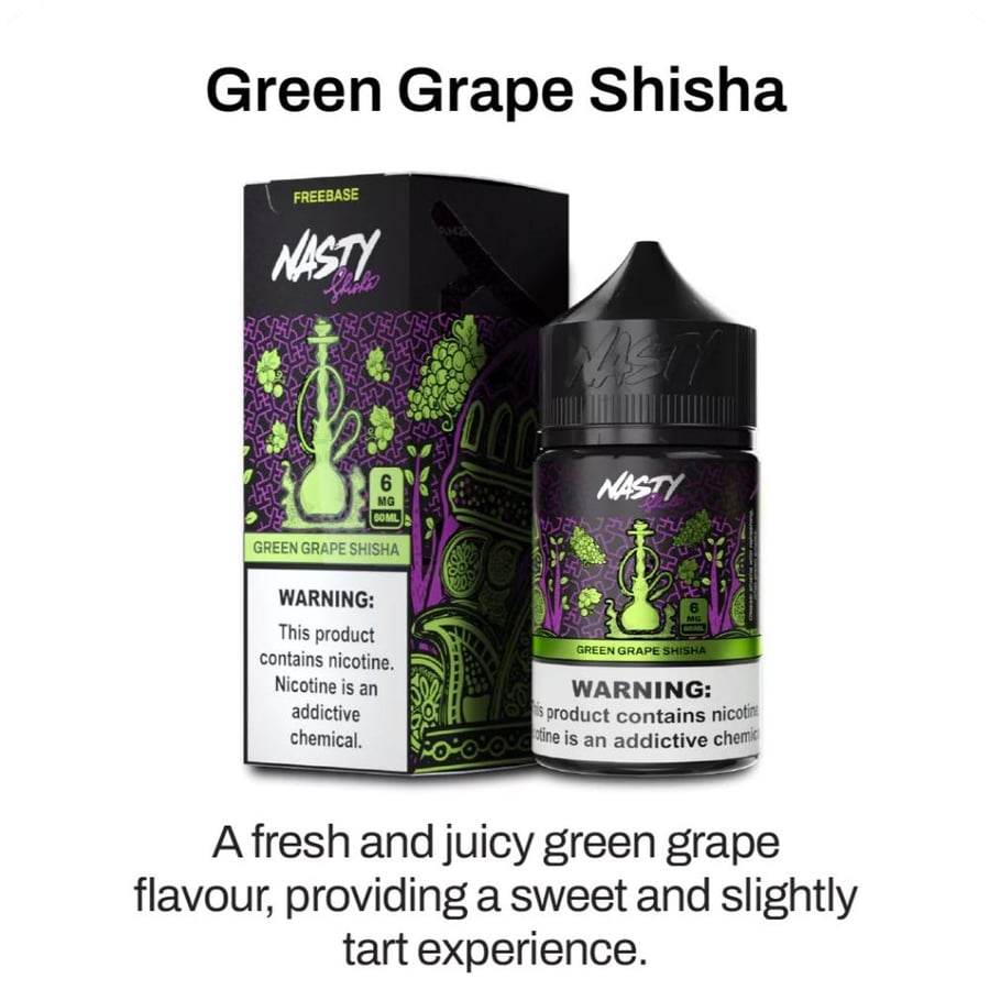 نكهة ناستي شيشة بطعم العنب الاخضر 60 مل NASTY SHISHA GREEN GRAPE 60ML