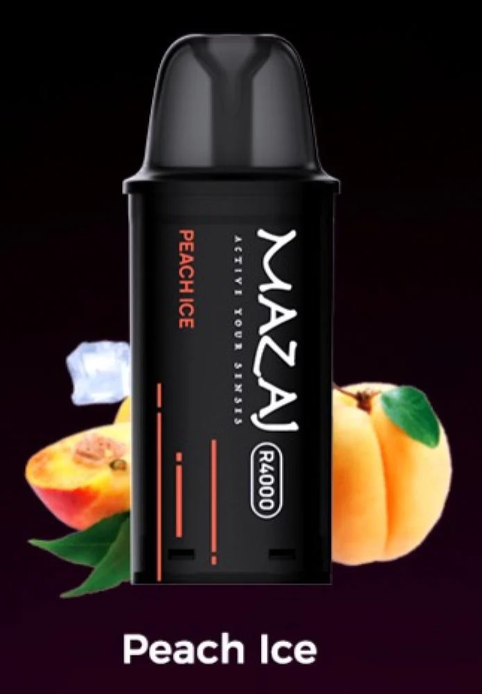 بودات مزاج ار 4000 موشة خوخ ايس Mazaj R4000 PUFFS PODS PEACH ICE