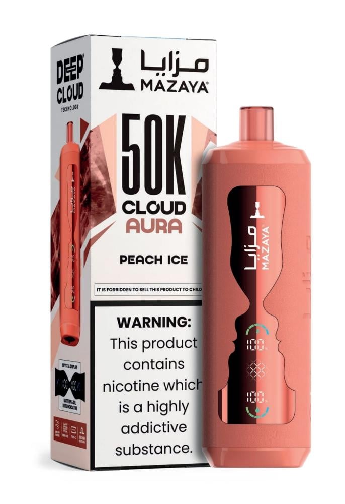 فيب مزايا كلاود اورا 50000 سحبة خوخ ايس mazaya cloud aura 50k puffs pe