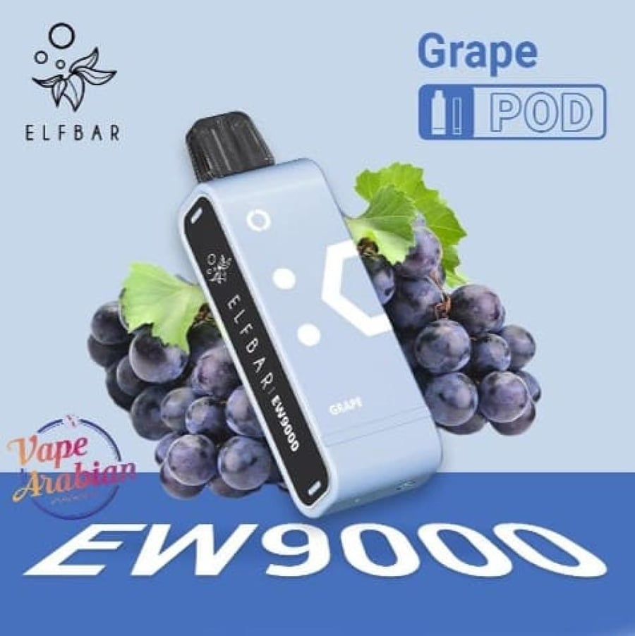 بود جاهز من الف بار 9000 سحبة عنب ايس ELFBAR EW9000 PUFFS GRAPE ICE