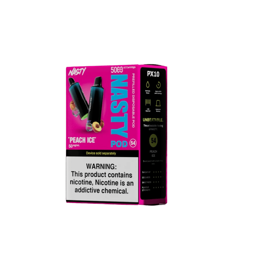بودات ناستي 5000 سحبة خوخ ايسNasty PX10 PODS 5000 PUFFS PEACH ICE