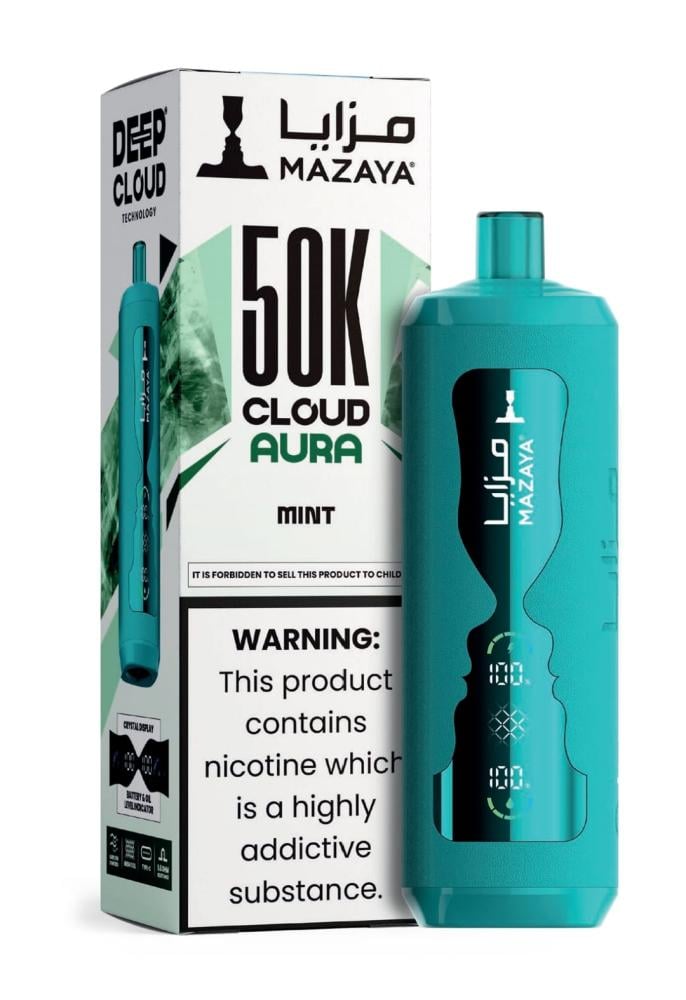 فيب مزايا كلاود اورا 50000 سحبة نعناع mazaya cloud aura 50k puffs mint