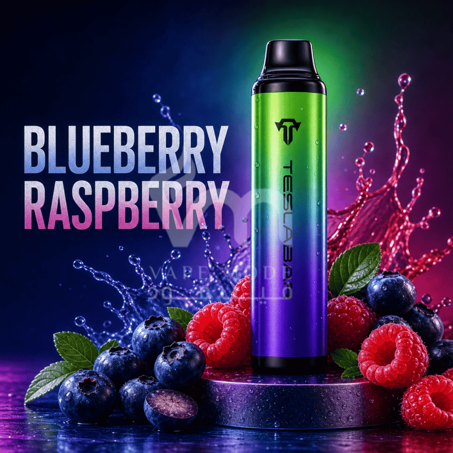 شيشة تسلا بار 3000 سحبة بلوبيري رازبيري TESLA BAR 3K PUFFS blueberry r