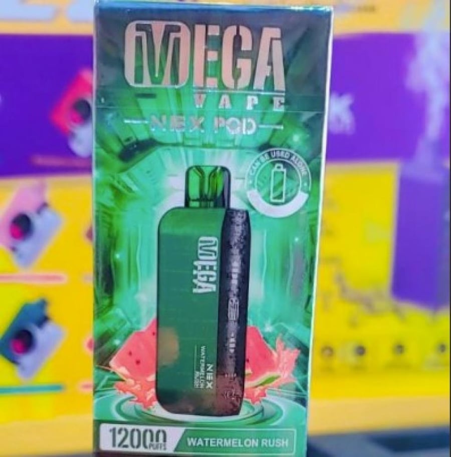 بود ميقا نيكس 12000 موشة بنكهة بطيخ راش MEGA NEX POD 12000 PUFFS WATER