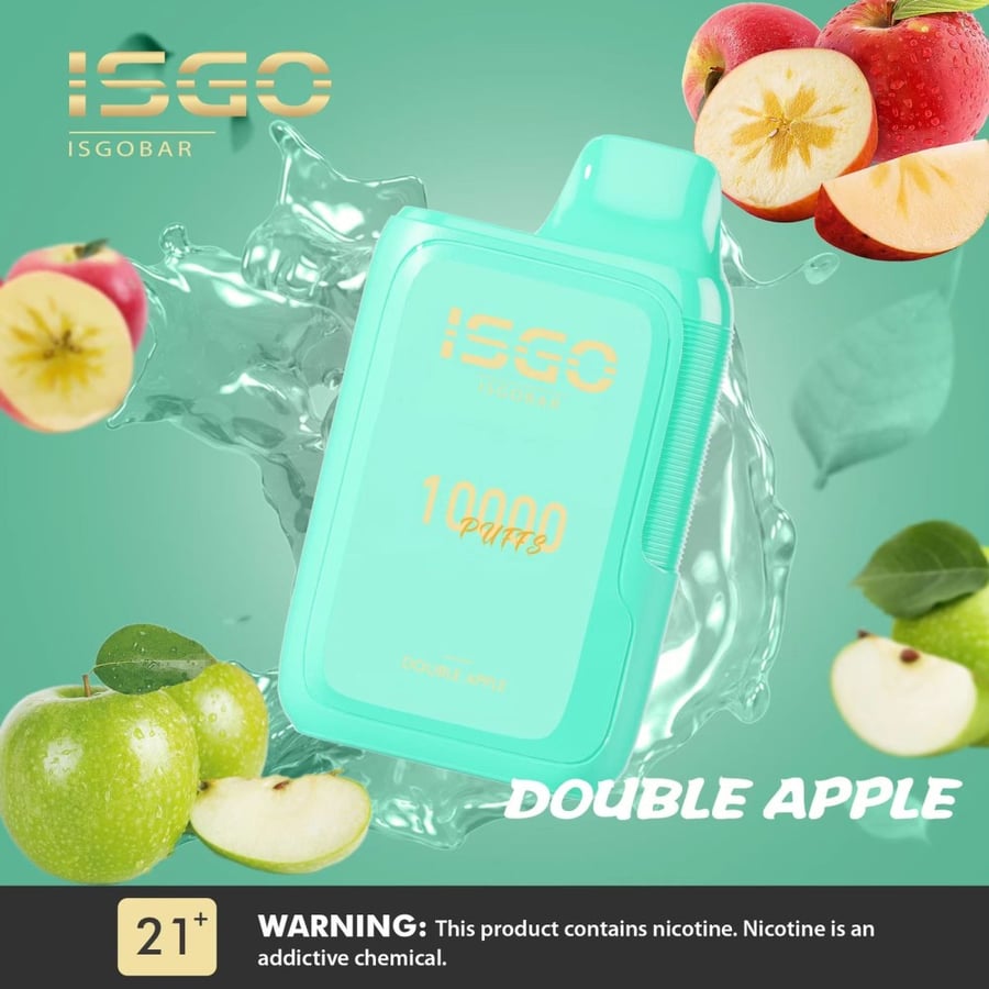 ايسجو بار 10000 سحبة دبل ابل تفاحتين ISGO BAR 10000 PUFFS DOUBLE APPLE