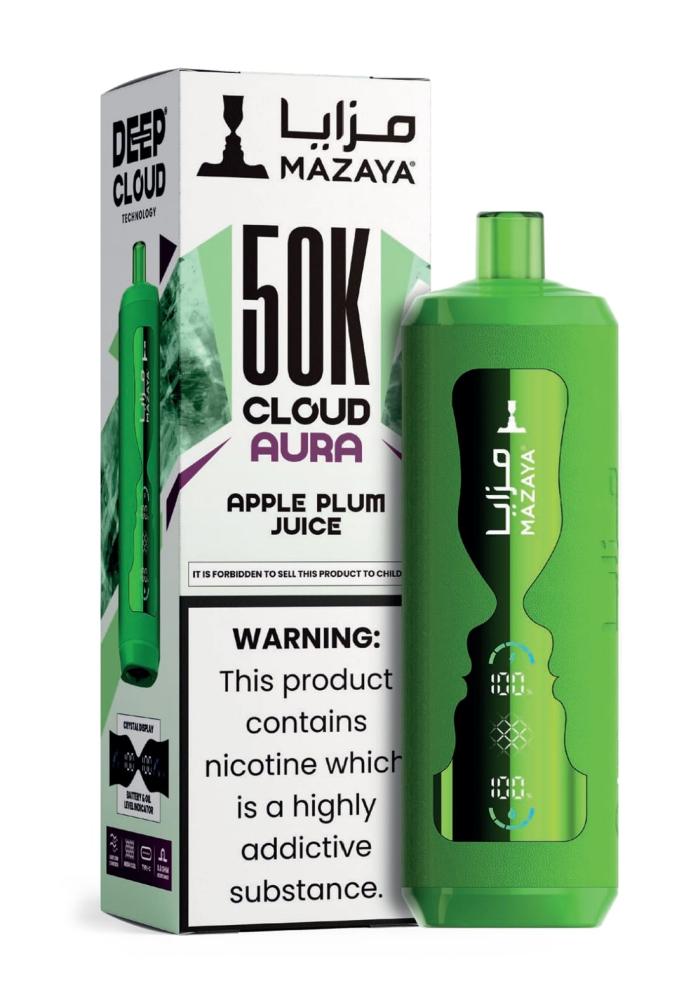 فيب مزايا كلاود اورا 50000 سحبة عصير تفاح mazaya cloud aura 50k puffs