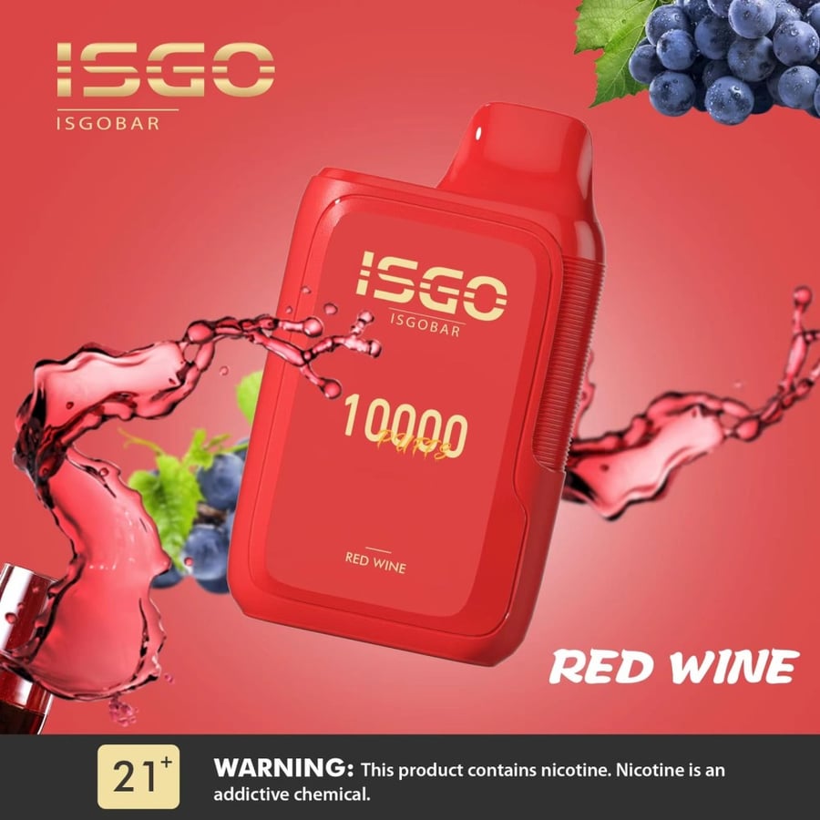 ايسجو بار 10000 سحبة مشروب ريد وين ISGO BAR 10000 PUFFS RED WINE