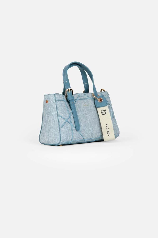 Lucinda handbag with elegant geometric details in light blue