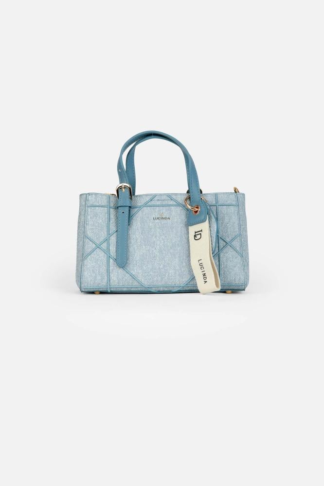 Lucinda handbag with elegant geometric details in light blue
