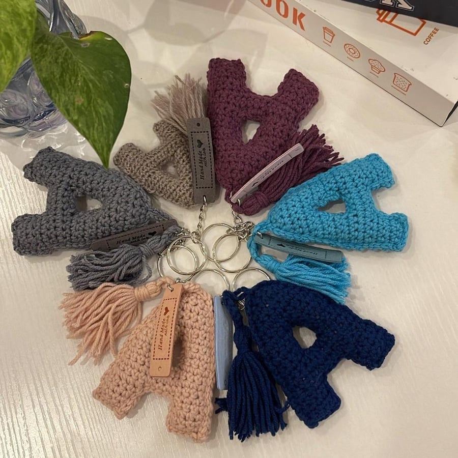 Handmade crochet letter pendant
