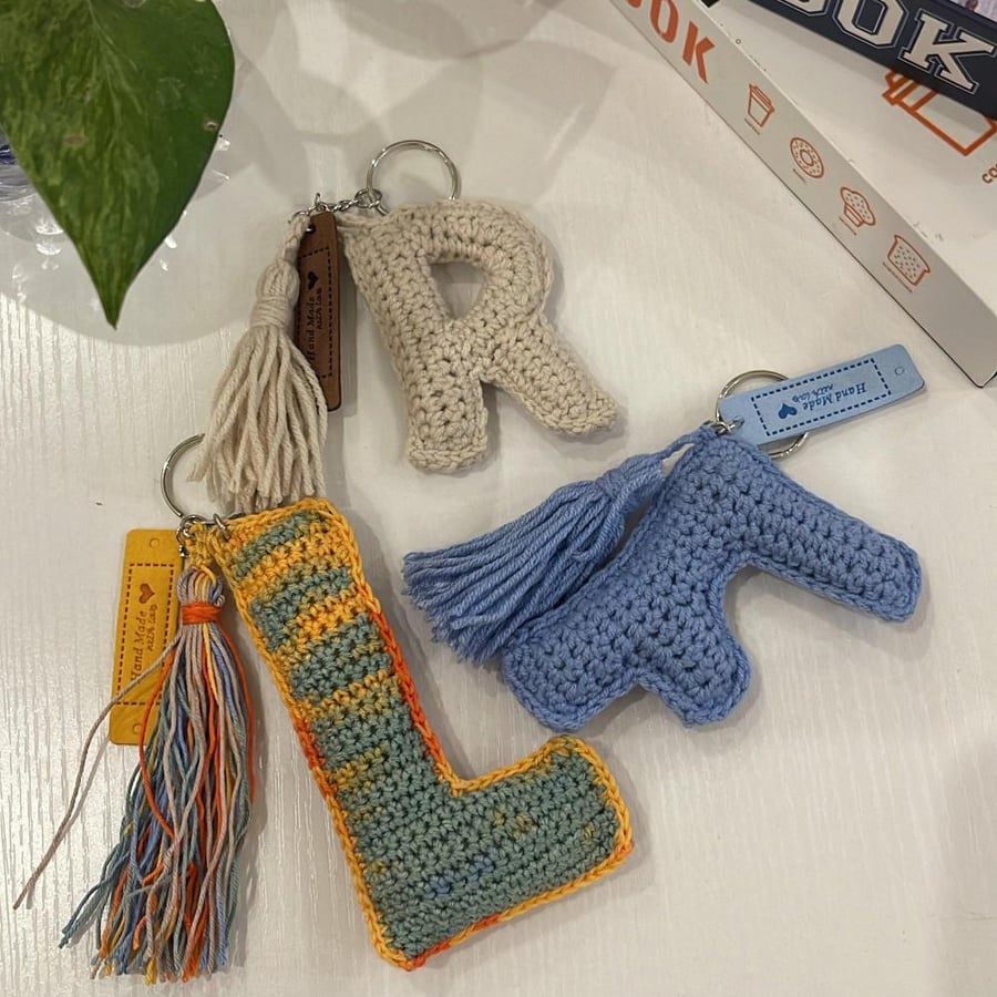 Handmade crochet letter pendant