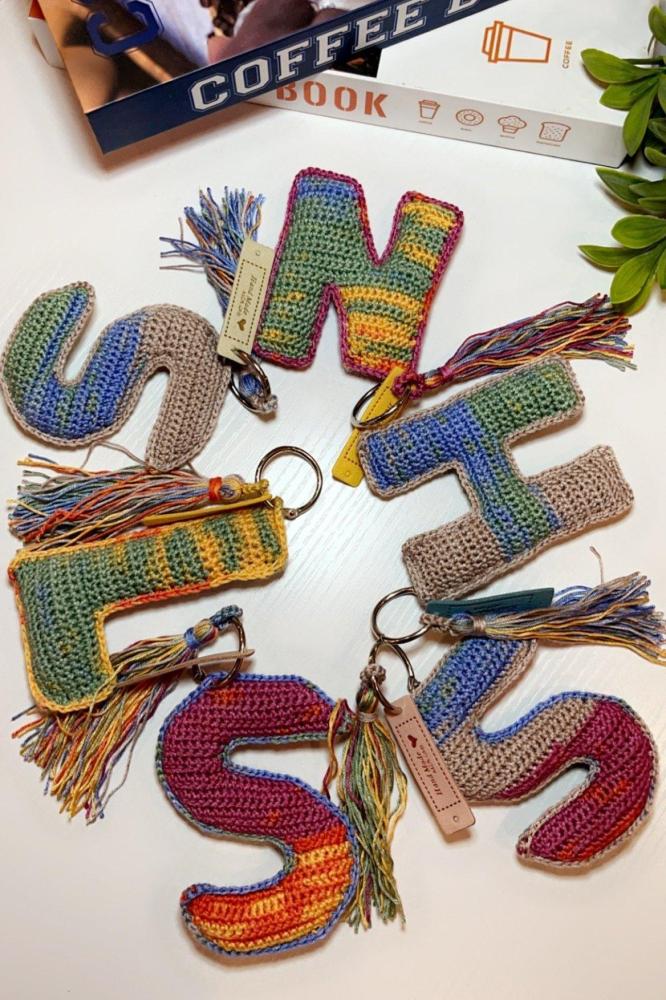 Handmade crochet letter pendant