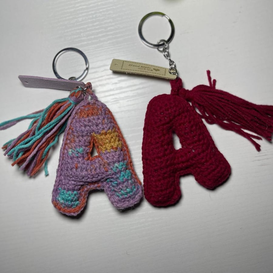 Handmade crochet letter pendant