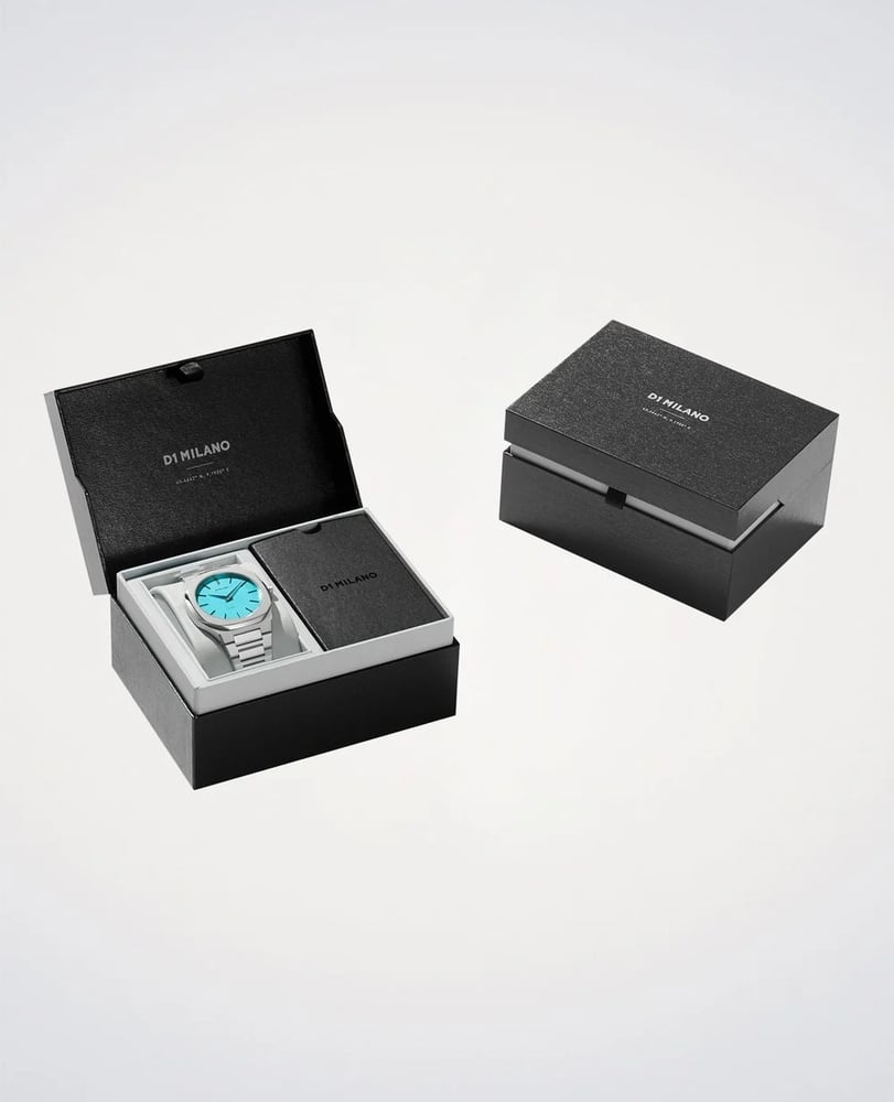 D1 MILANO Light Blue Ultra Thin Bracelet 38mm Stainless Steel Quartz Watch