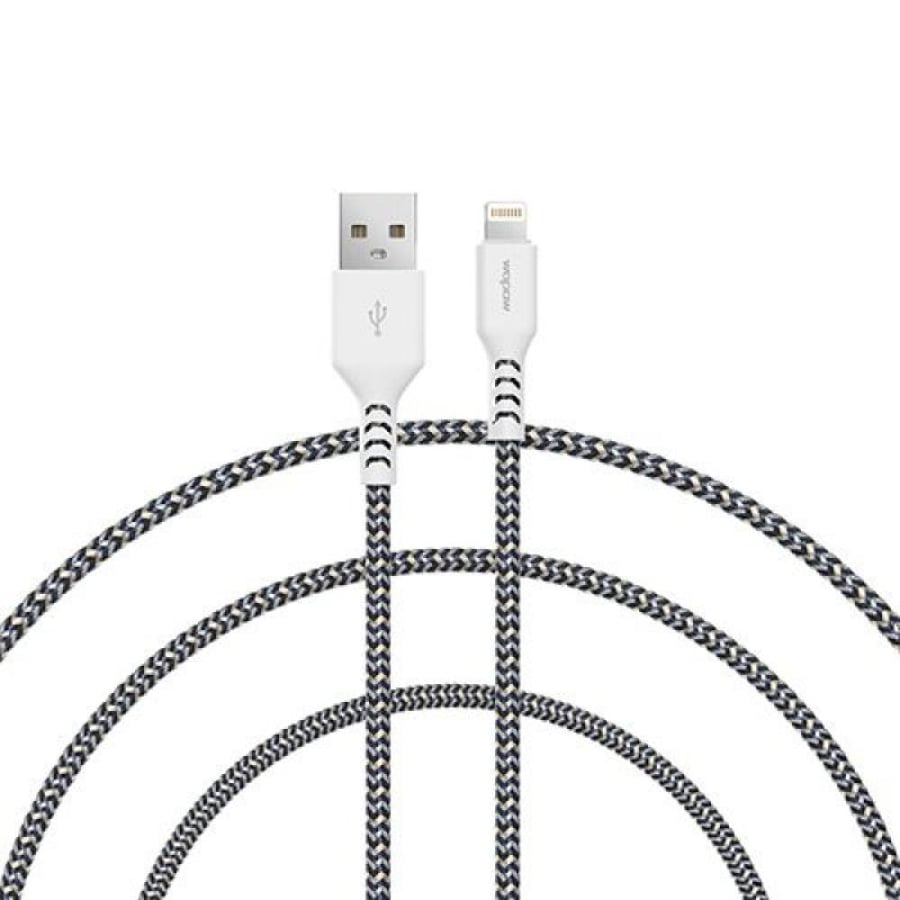 كيبل ايفون قماش ابيض USB To Lightning من شركة ووبو